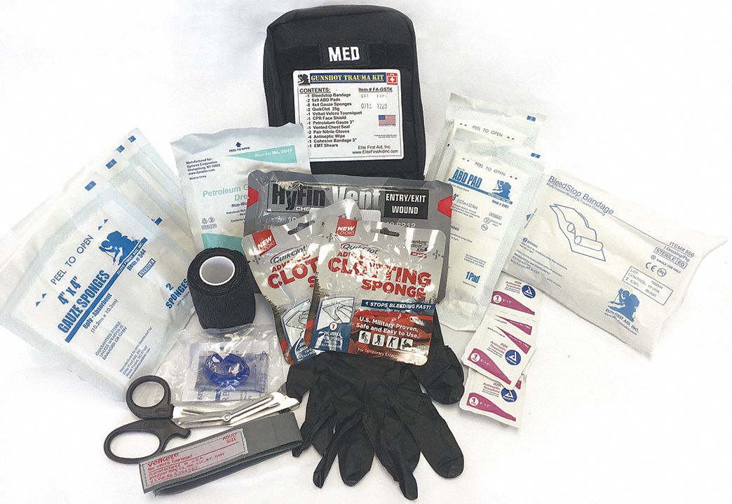 Bleeding Control Kit: Plastic Case, 1 People Served, 12 Components, 0 Pockets