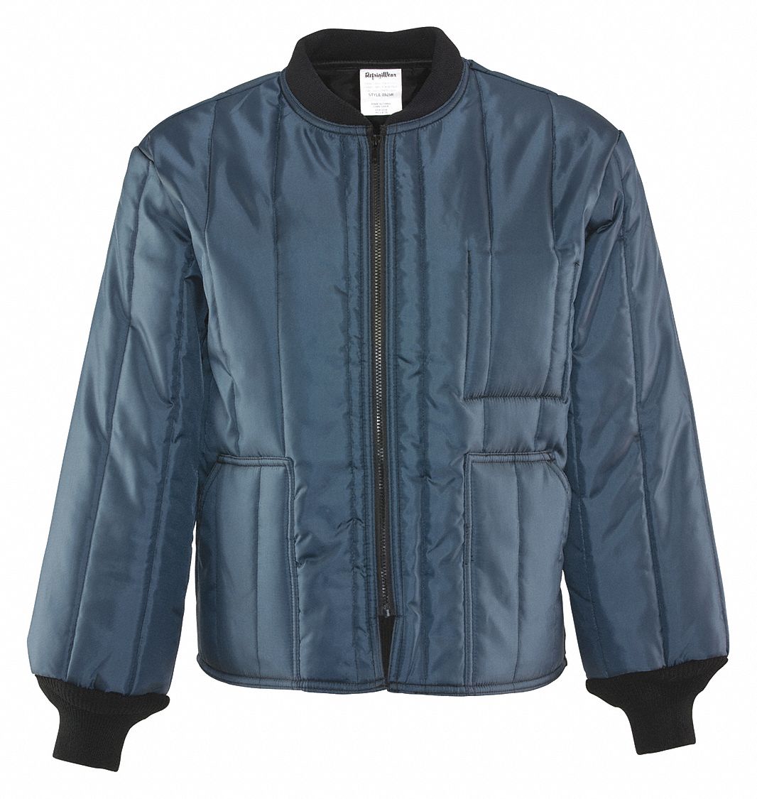 REFRIGIWEAR Insulated Jacket: Jacket, Unisex, Jacket Garment, 2XL, Navy,  Regular, Down to 15° F