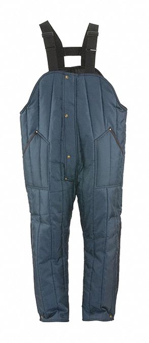 Bib Overalls: Men's, L ( 38 in x 30 1/2 in ), Navy, Insulated for Cold Conditions, Snap