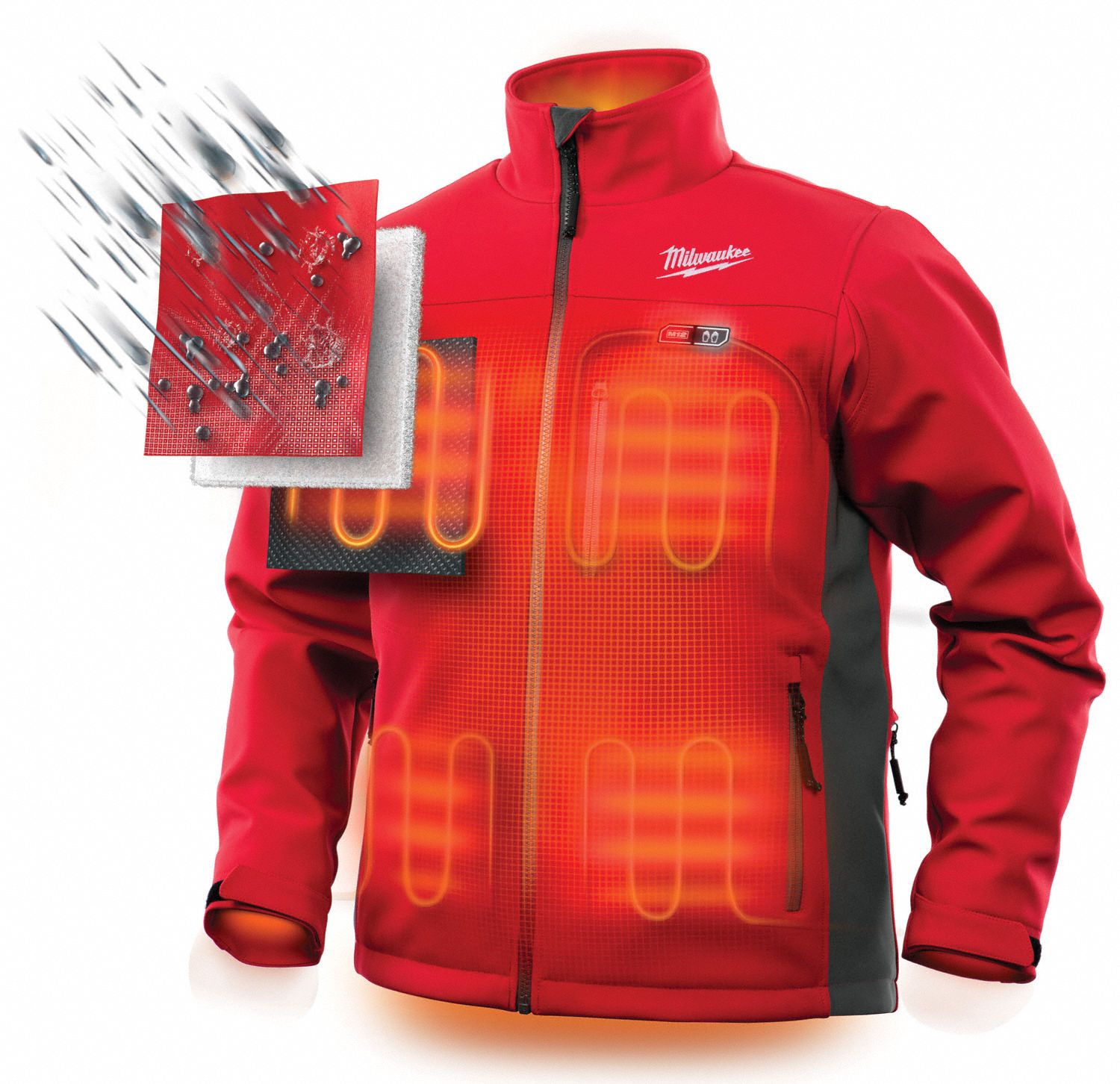 MILWAUKEE Men's Red Heated Jacket, Size 3X, Battery Included Yes