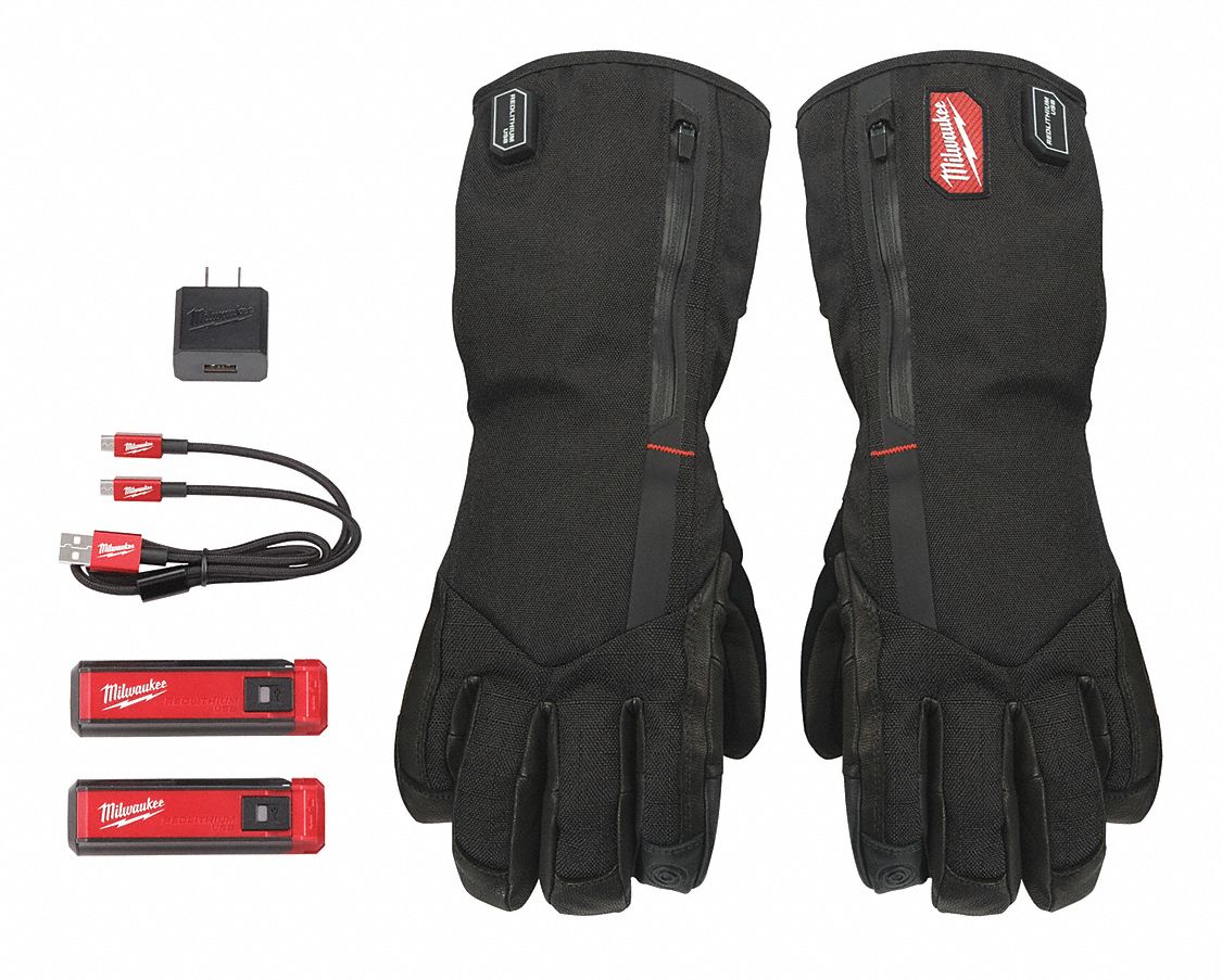 MILWAUKEE Heated Gloves, Red, Polyester Outer Material 487R2956121M