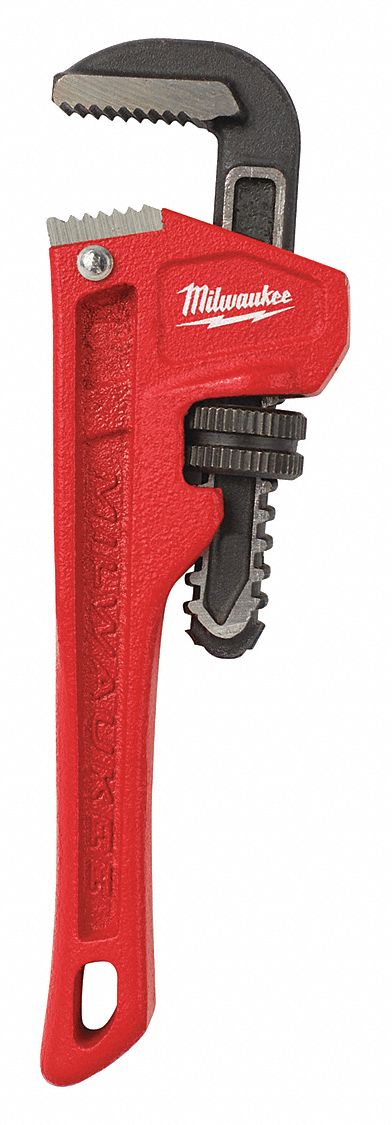 Pipe Wrench: Cast Iron, 3/4 in Jaw Capacity, Serrated, 6 in Overall Lg, Ergonomic