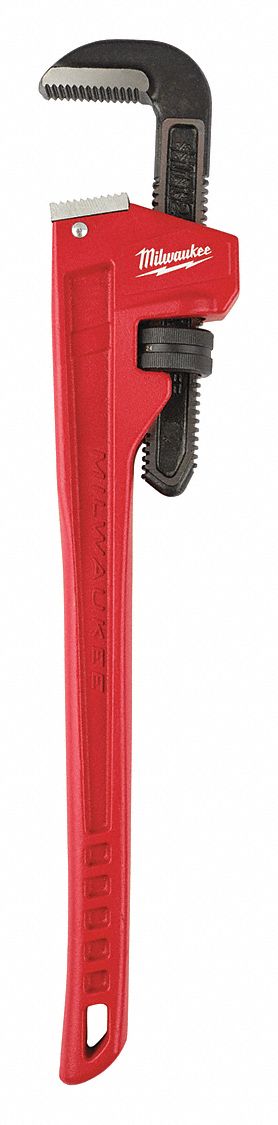 Pipe Wrench: Cast Iron, 3 in Jaw Capacity, Serrated, 24 in Overall Lg, Ergonomic