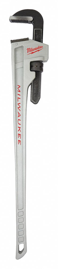 Pipe Wrench: Aluminum, 6 in Jaw Capacity, Serrated, 48 in Overall Lg, Ergonomic