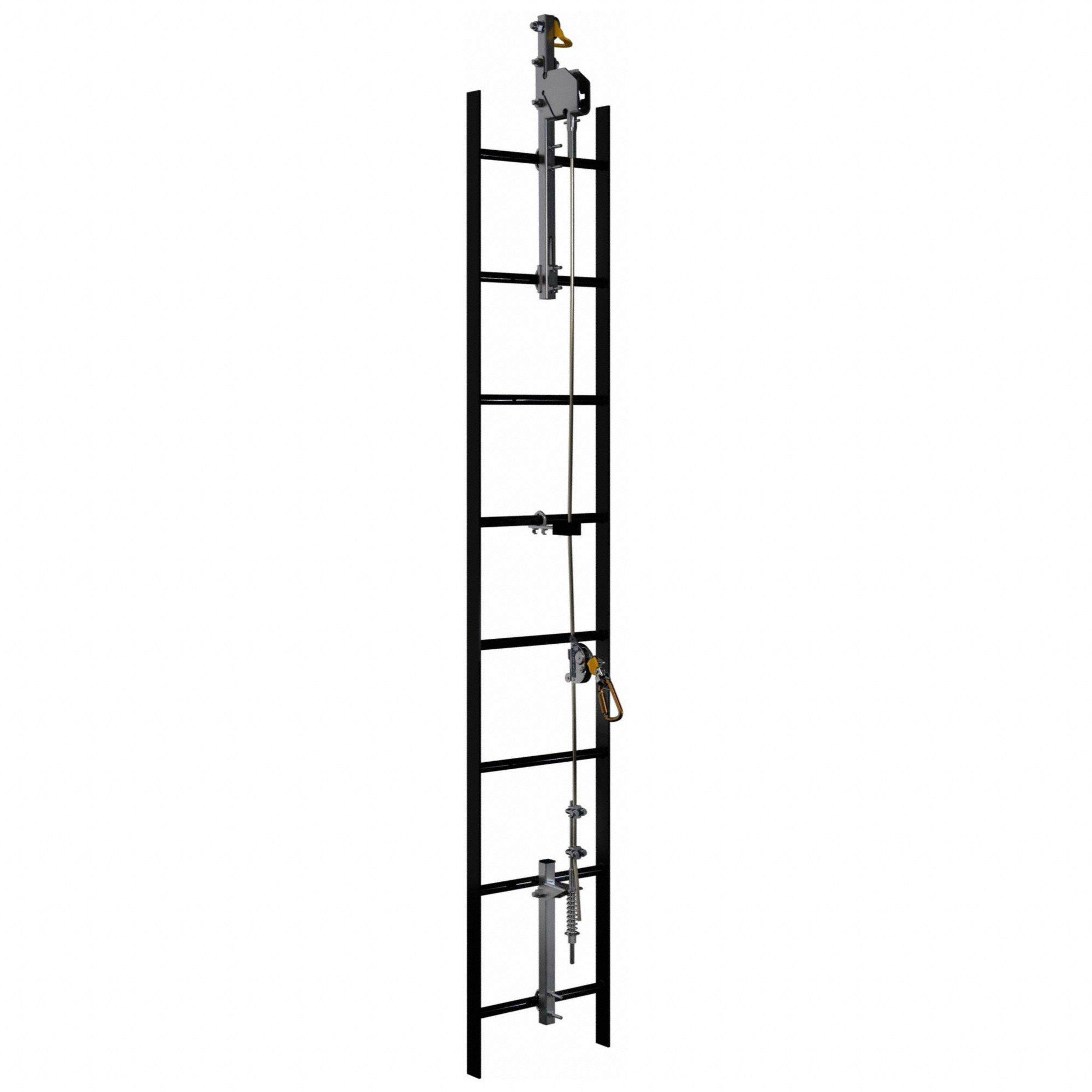 Cable Vertical Safety System: Trailing, Steel, Auto, 30 ft Lifeline Lg, 620 lb Capacity