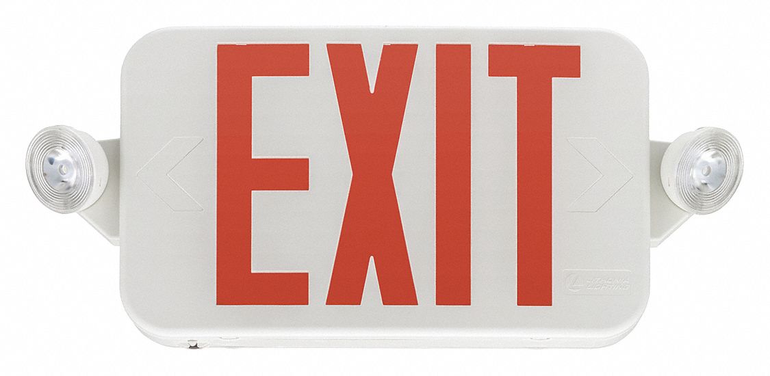 White, 1 or 2 Faces, Exit Sign with Emergency Lights 487V40ECC R M6