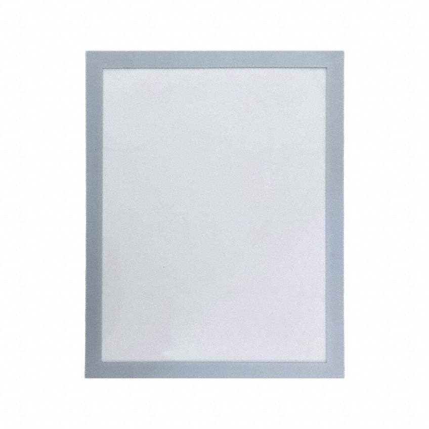 Sign Holder: Adhesive Backing, PVC, Silver, 11 in Compatible Sheet Ht, 2 PK