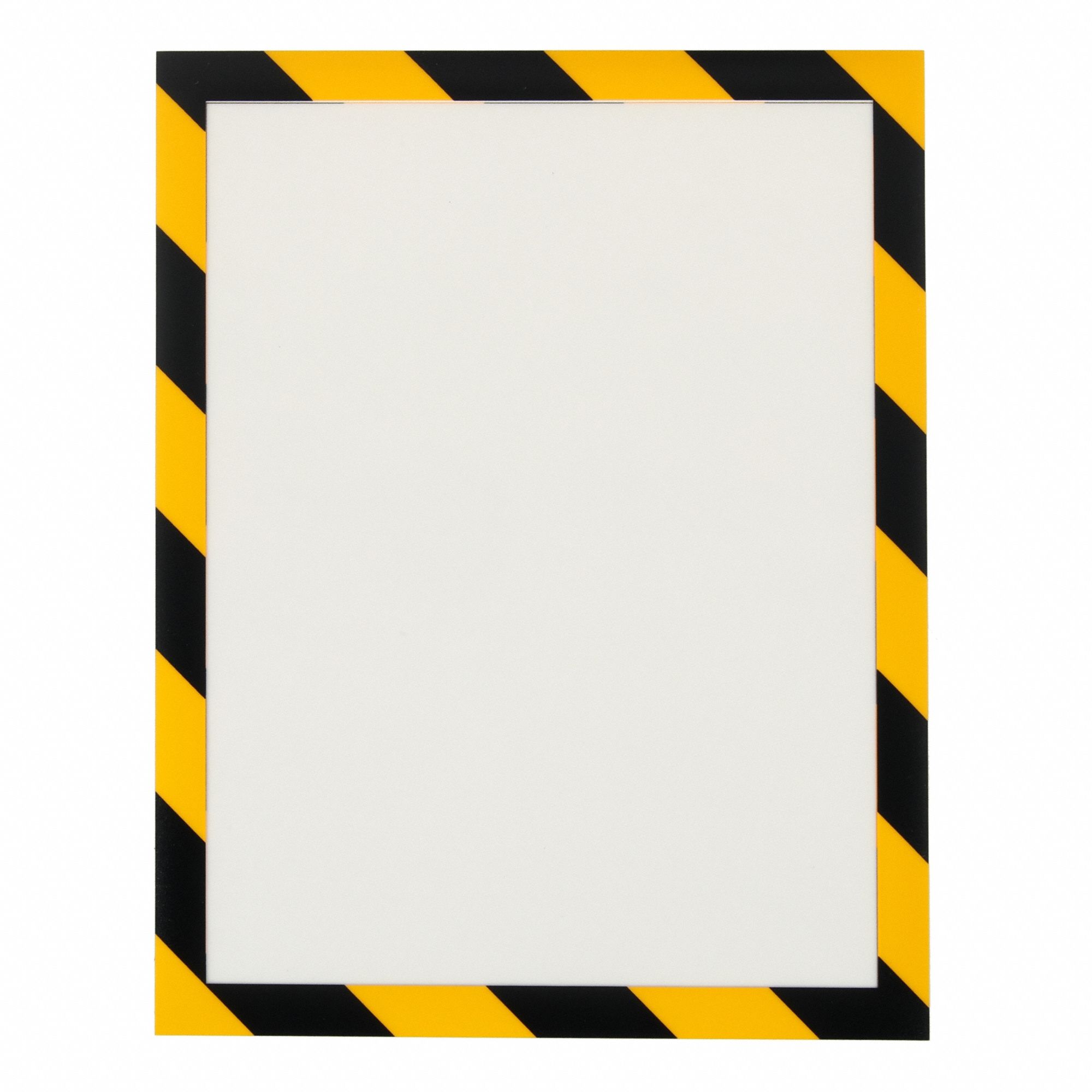 Sign Holder: Adhesive Backing, PVC, Black/Yellow, 11 in Compatible Sheet Ht, 2 PK