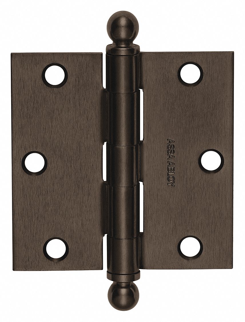 Butt Hinge: Steel, Full Mortise, 1 7/16 in Leaf Wd