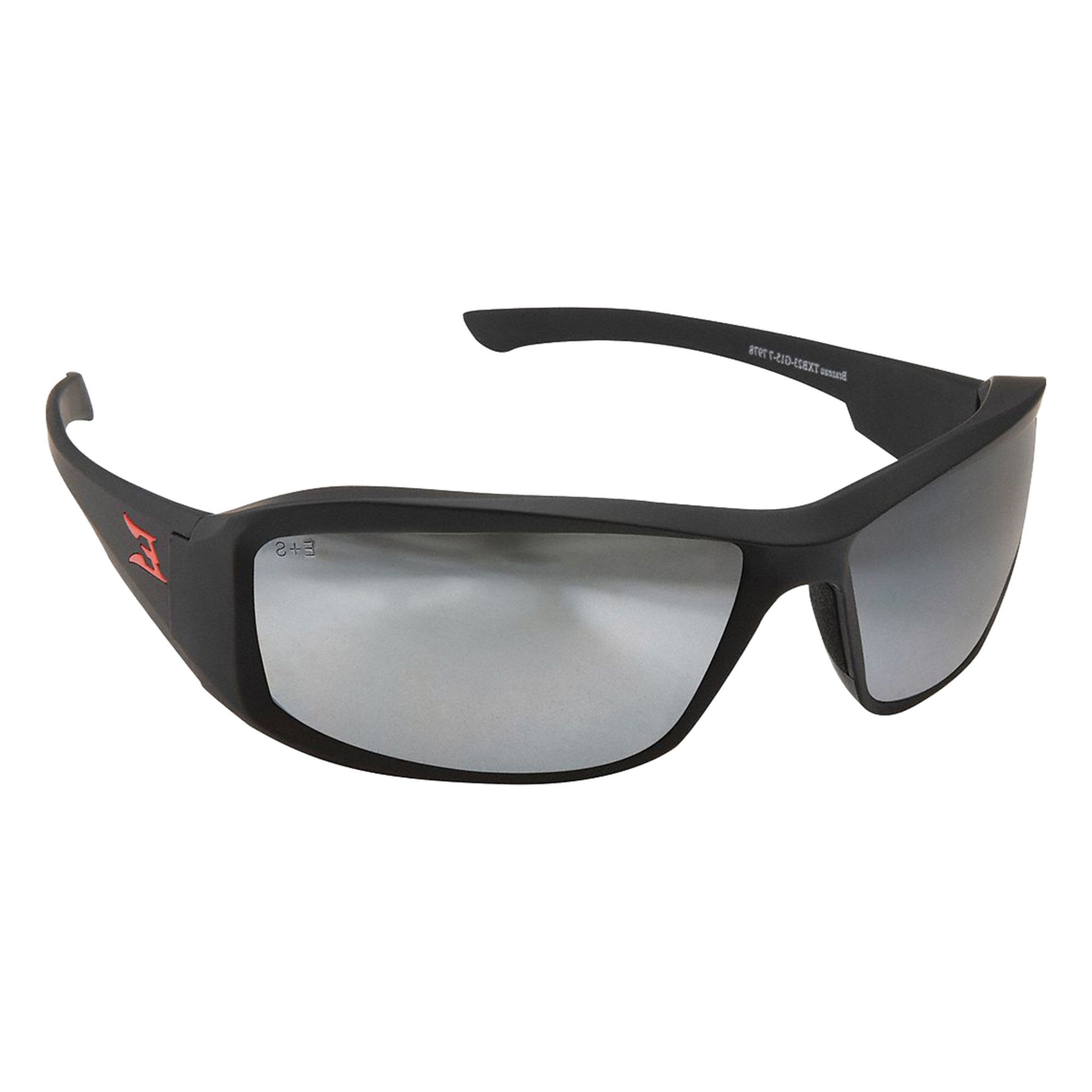 Safety Glasses: Silver Lens, Full-Frame, Mirrored, Metal Detectable, Black Frame