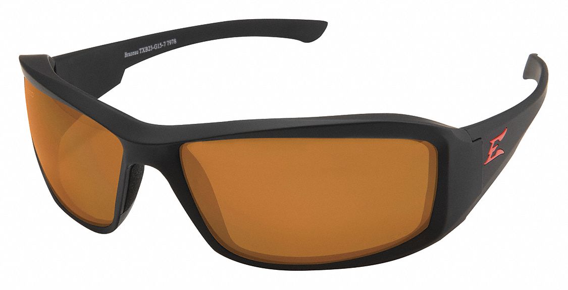 Safety Glasses: Copper Lens, Full-Frame, Metal Detectable, Black Frame, Brazeau Series