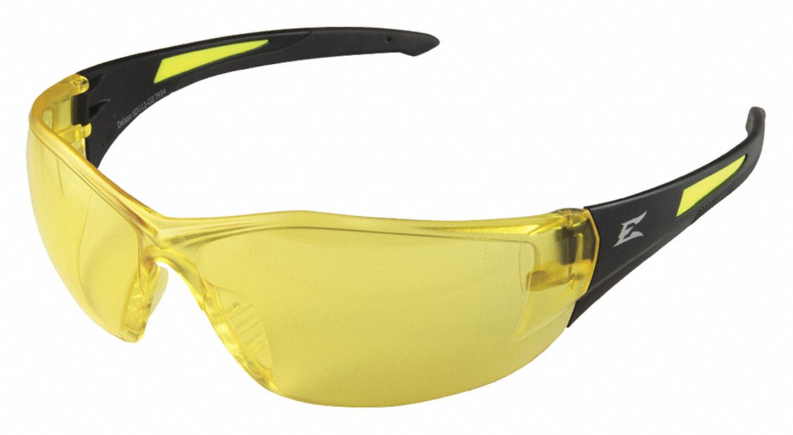 EDGE EYEWEAR Safety Glasses, Delano G2, Unisex, Yellow 487W55SD112