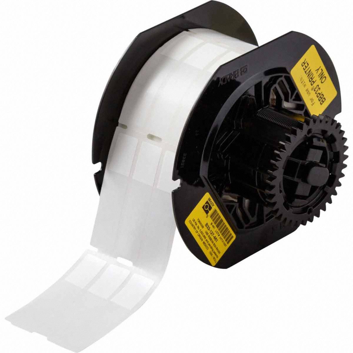 Pre-Cut Label Stock Roll: Rectangle, 1/2 in x 2 13/64 in, 1/2 in, Cryogenic Autoclavable Polyester