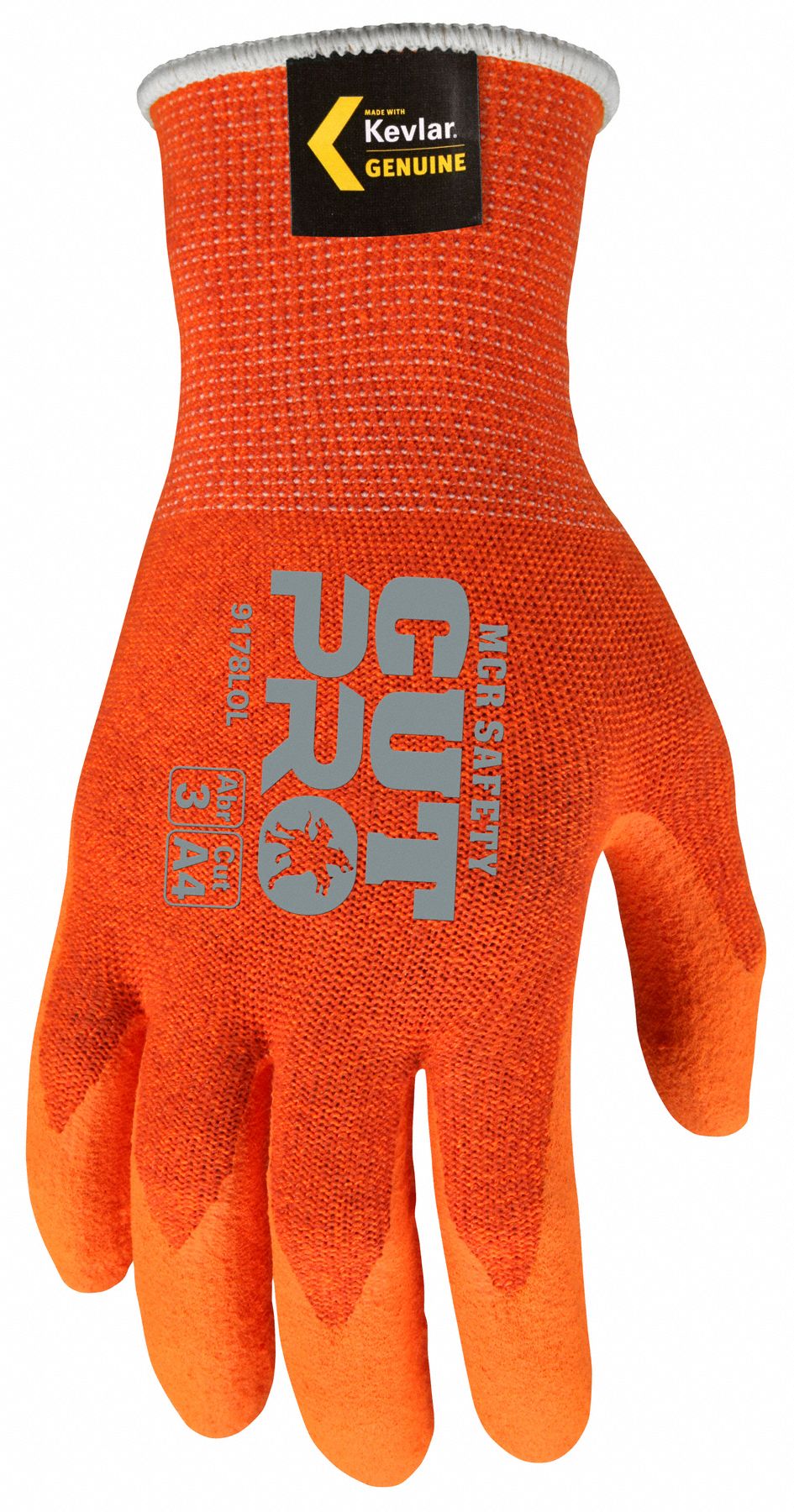 MCR SAFETY Coated Gloves L ( 9 ), ANSI Cut Level A4, Palm, Dipped