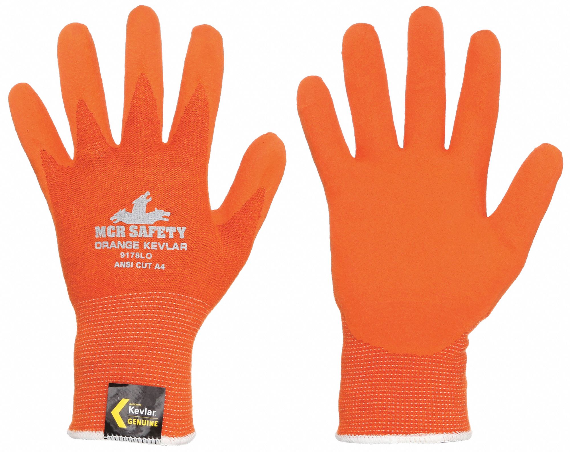 CUT RESISTANT GLOVES, ANSI 3/A4, SLIP ON, SIZE XL/10, ORANGE, FOAM/LATEX/NATURAL RUBBER, PAIR