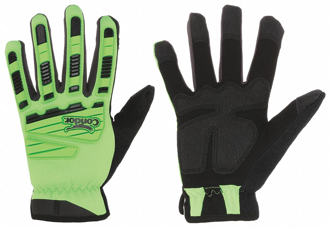 MECHANICS GLOVES, 2XL (12), FULL FINGER, COTTON WITH PVC GRIP, TPR