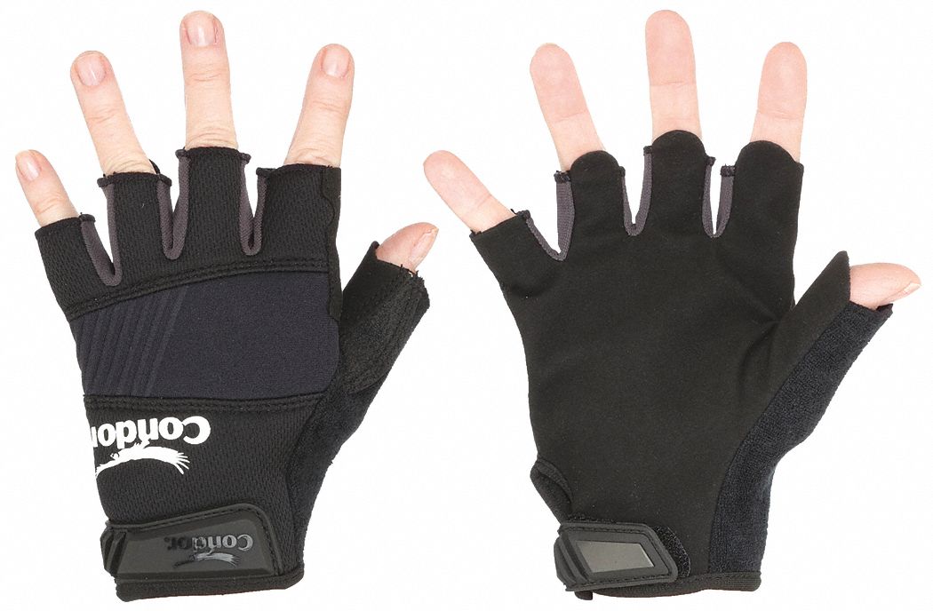 MECHANICS GLOVES, M (9), FINGERLESS, SYNTHETIC LEATHER, NEOPRENE