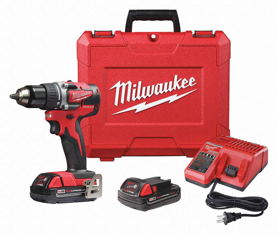 MILWAUKEE Drill Kit 18V DC, Premium, 1/2 in Chuck, 1,800