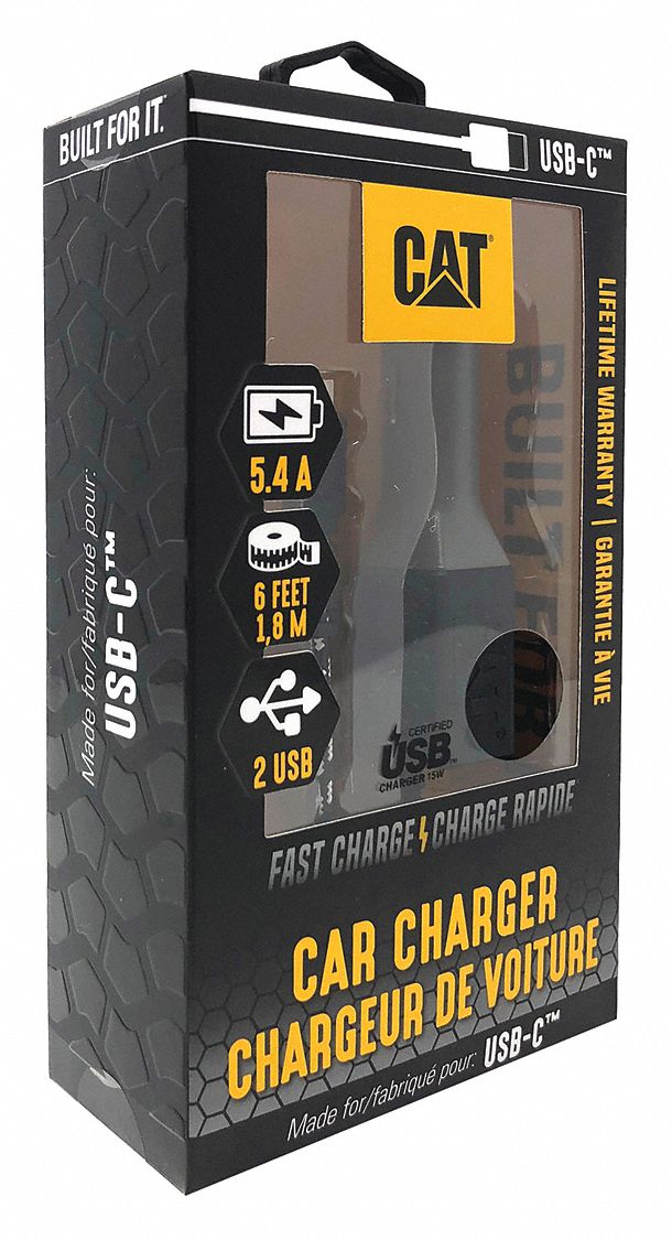 CAT, 5V AC, 3 Output Connectors, USB Car Charger 488H47CATCLA2USBC