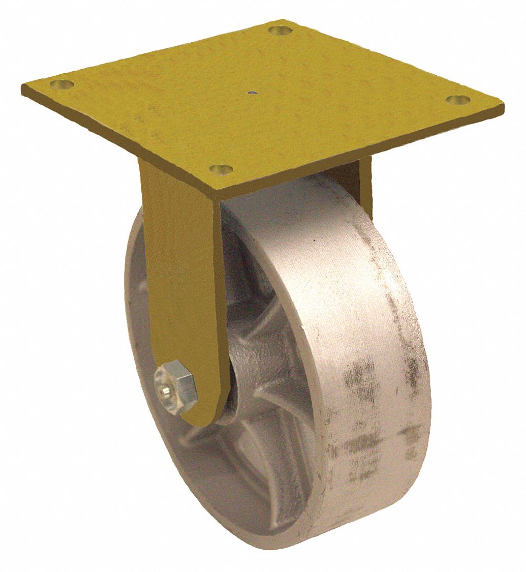 GRAINGER APPROVED Standard Plate Caster, Rigid, Iron, 1000 lb, 5 in Wheel Dia. 488U02P21R