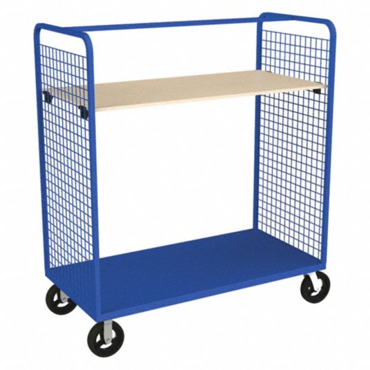 Dual-Side-Access Wire Stock Cart with Adjustable-Height Solid Shelves ...