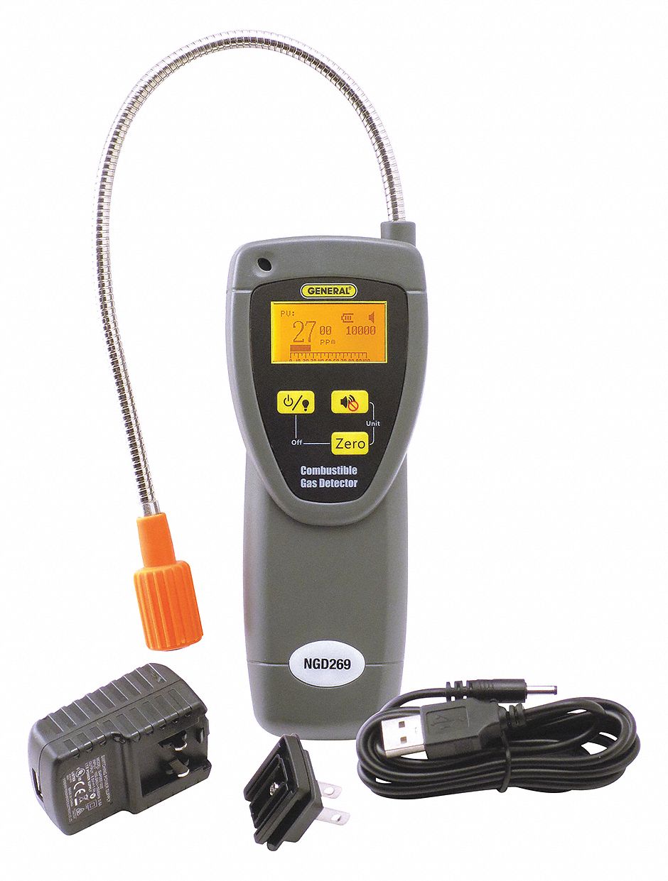 GENERAL TOOLS Combustible Gas Detector, 201/2" H 488Z06NGD269