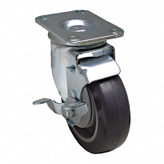 4 in Wheel Dia., 240 lb, Standard Plate Caster - 489A62|P12S-UP040D-12 ...