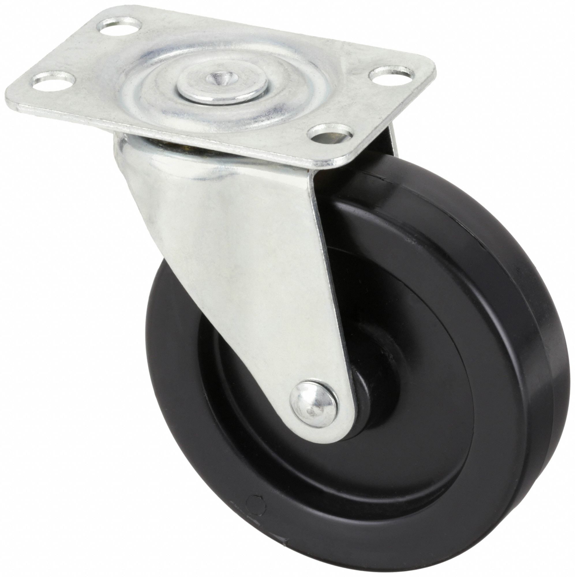 Plate Caster: Swivel, No Brake, Polypropylene, 3 in Wheel Dia, 13/16 in Wheel Wd