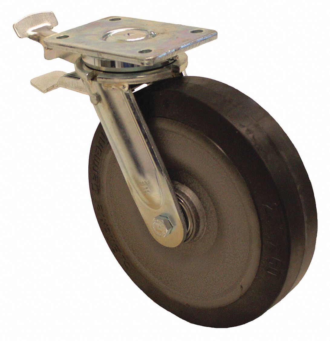 APPROVED VENDOR Standard Plate Caster: 9 13/16 in Wheel Dia., 1870 lb, 11  5/8 in Mounting Ht, Rubber