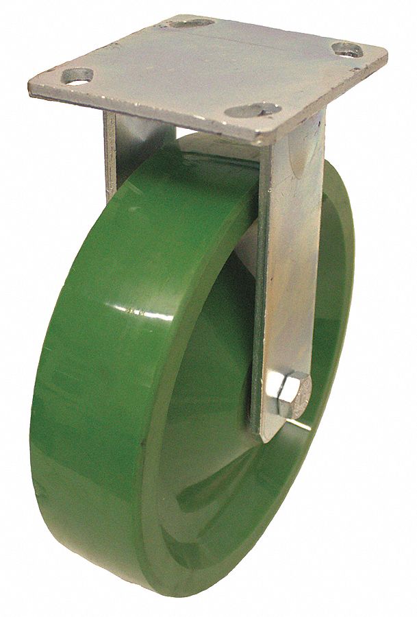 Plate Caster: Rigid, No Brake, Polyurethane, 8 in Wheel Dia, 2 in Wheel Wd, Slot
