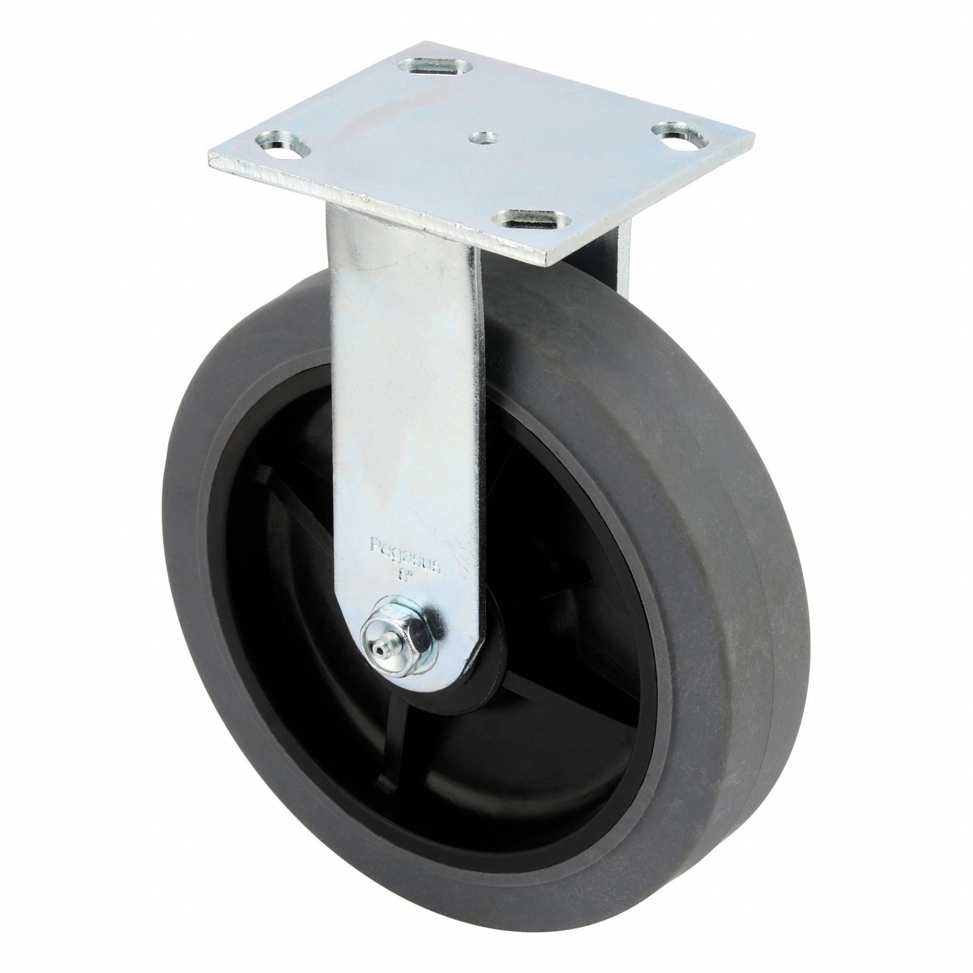 Plate Caster, Rigid, Rubber, 9 1/2"H