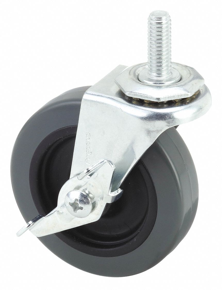 GENERAL PURPOSE THREADED STEM CASTER, 3 IN WHEEL DIAMETER, 120 LB, 3½ IN MOUNTING H