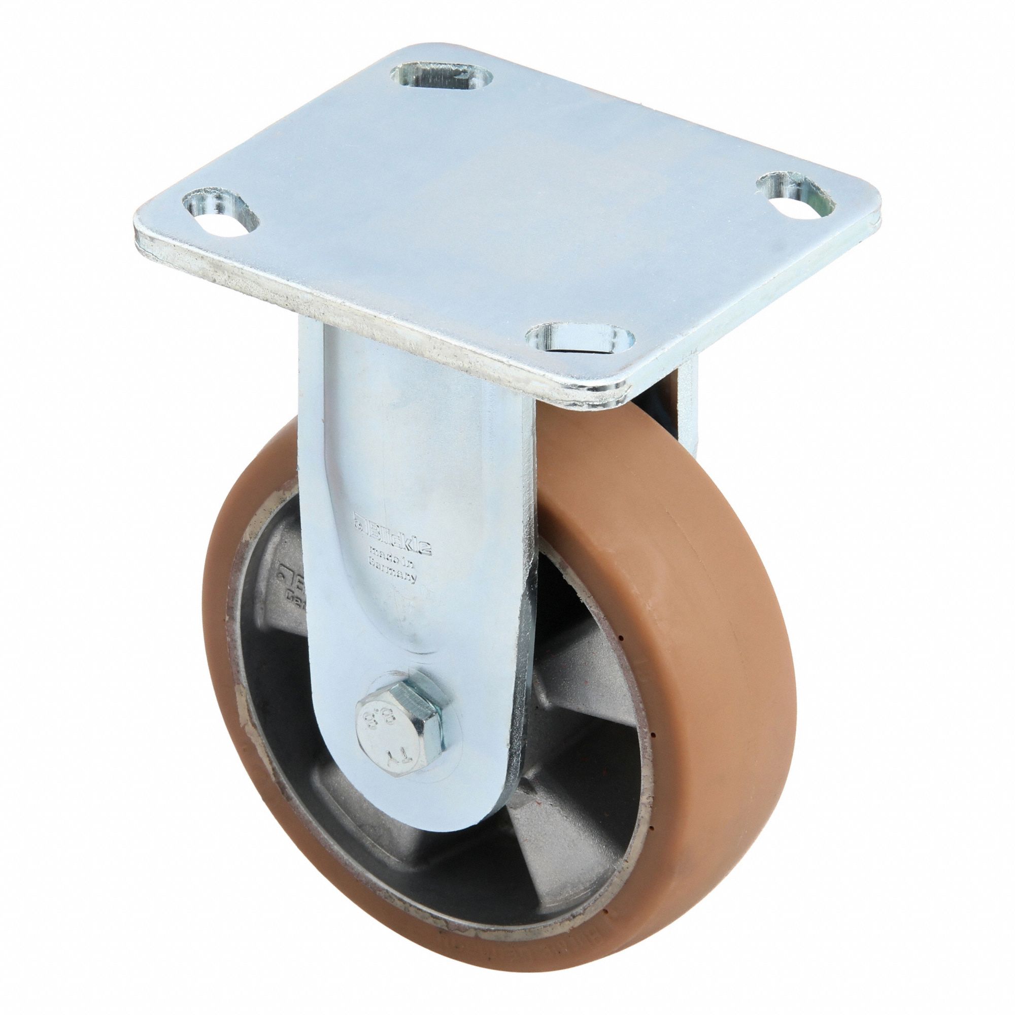 Plate Caster: Rigid, No Brake, Polyurethane, 5 in Wheel Dia, 1 9/16 in Wheel Wd