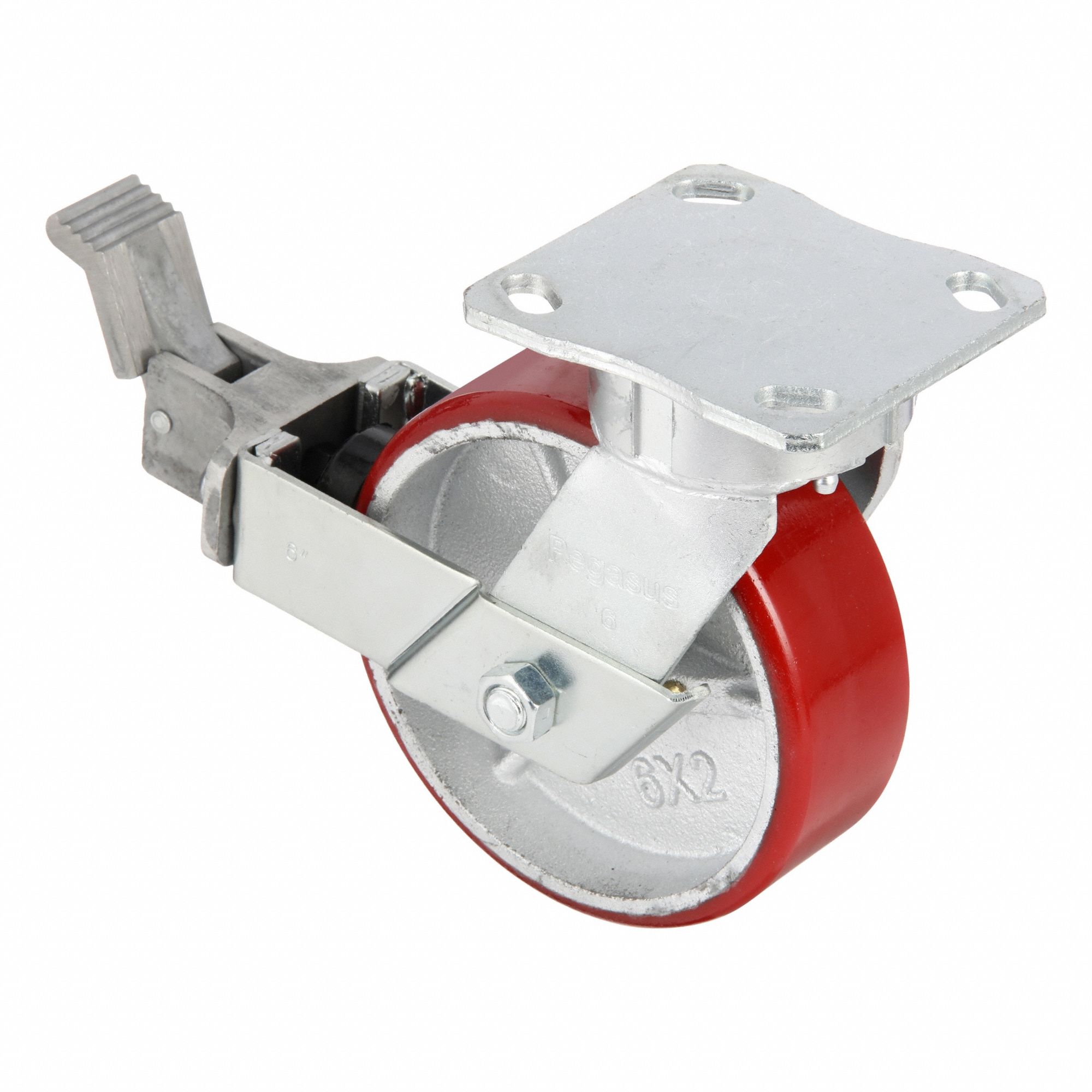 Plate Caster, Swivel, Polyurethane, 7 1/2"H