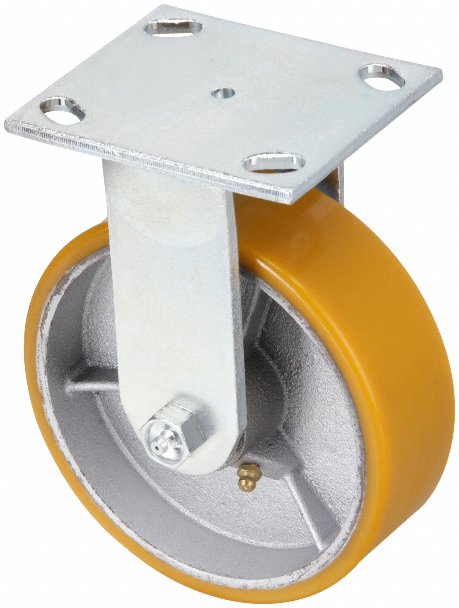 KINGPINLESS PLATE CASTER, 8 IN WHEEL DIAMETER, 1250 LB, 9½ IN MOUNTING H, FIRM