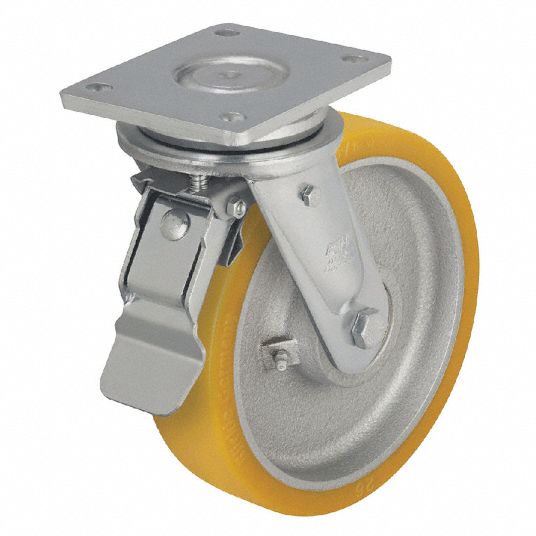 APPROVED VENDOR Standard Plate Caster: 7 7/8 in Wheel Dia., 2425 lb, 9 5/8  in Mounting Ht, Firm