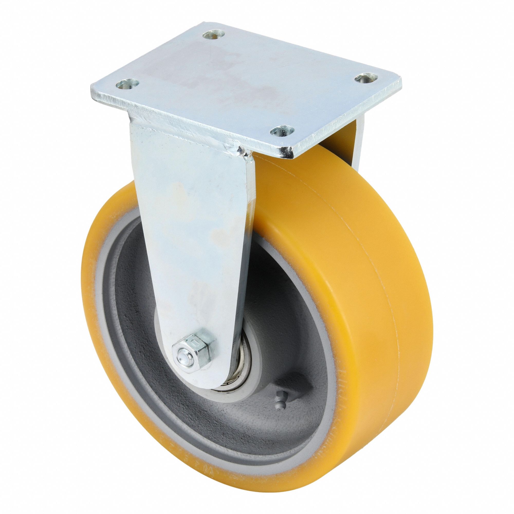 Plate Caster: Rigid, No Brake, Polyurethane, 8 in Wheel Dia, 3 1/8 in Wheel Wd, Slot