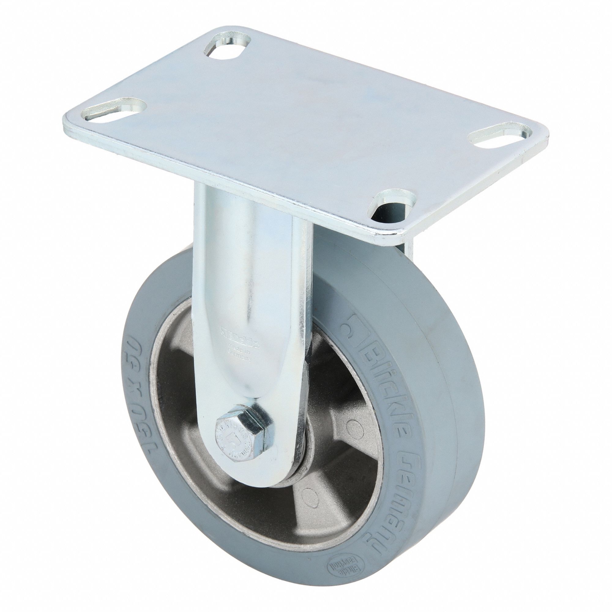 Plate Caster, Rigid, Rubber, 7 3/4"H