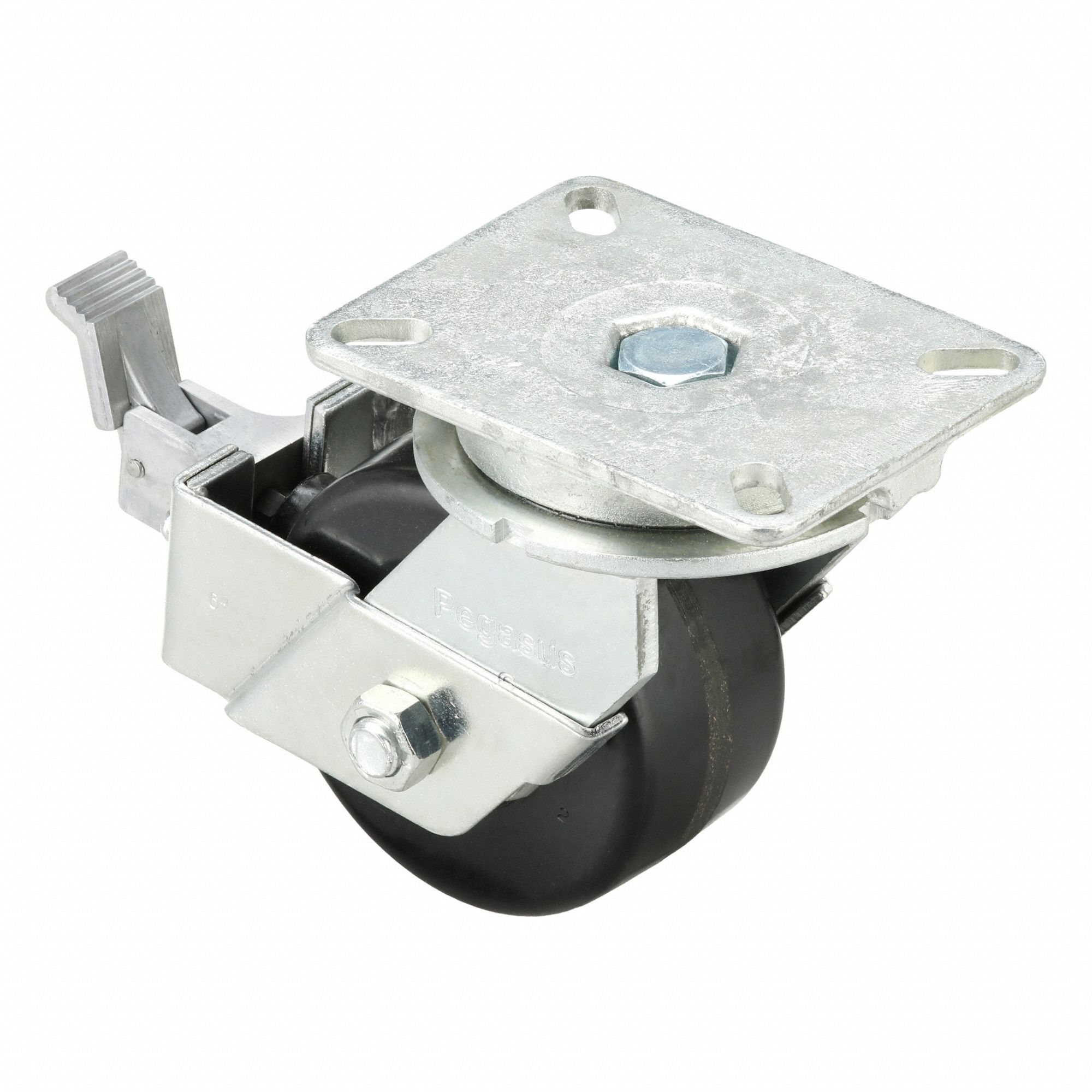 Plate Caster: Swivel, Directional Lock/No Brake, Phenolic, 6 in Wheel Dia, Slot