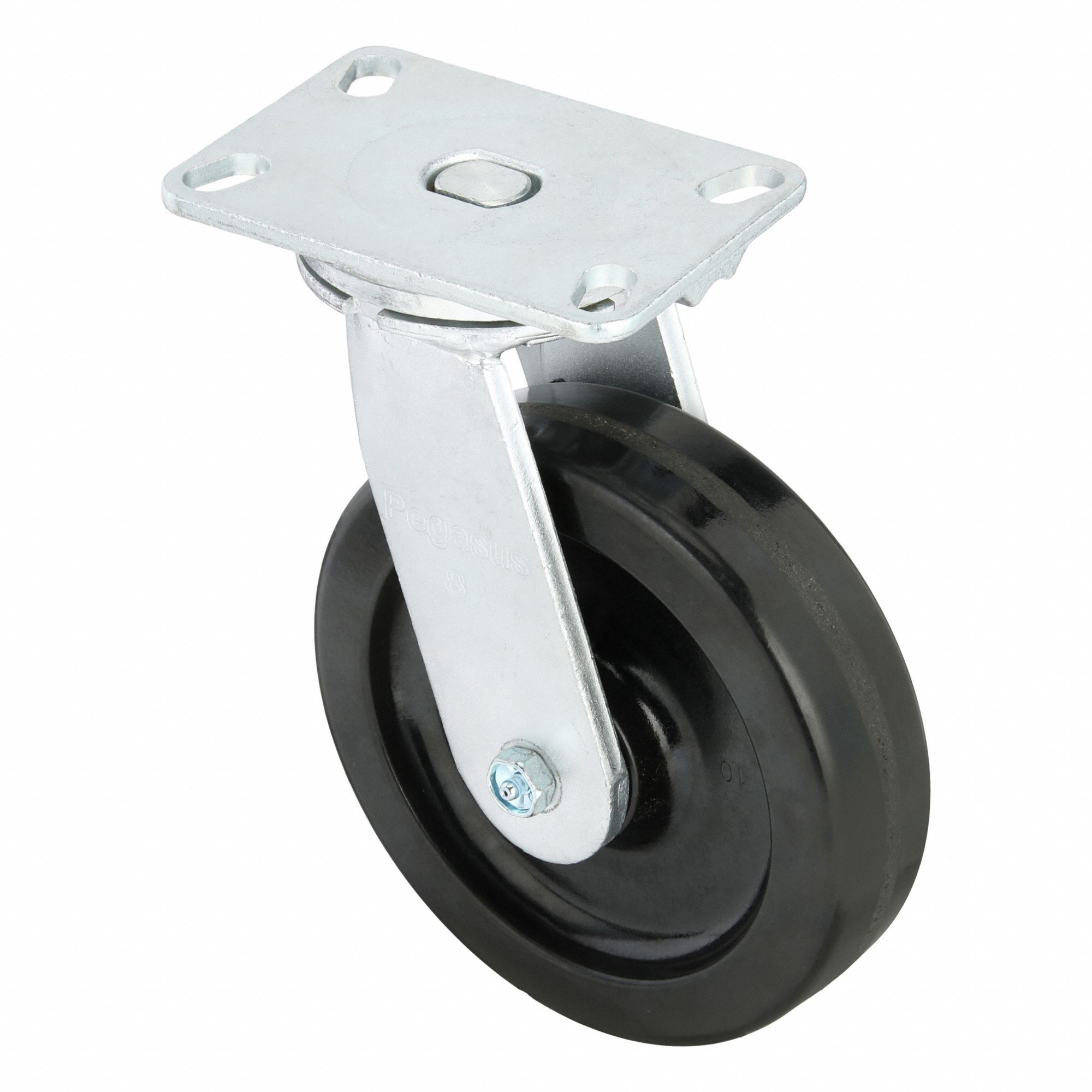 STANDARD PLATE CASTER, 8 IN WHEEL DIAMETER, 1400 LB, 10&frac12; IN MOUNTING H, PHENOLIC