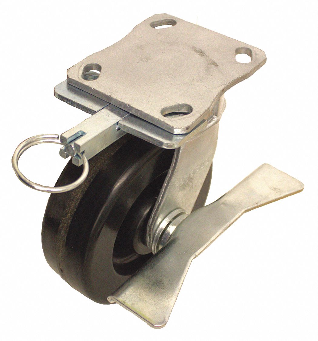 KINGPINLESS PLATE CASTER, 6 IN WHEEL DIAMETER, 1200 LB, 7&frac12; IN MOUNTING H, PHENOLIC