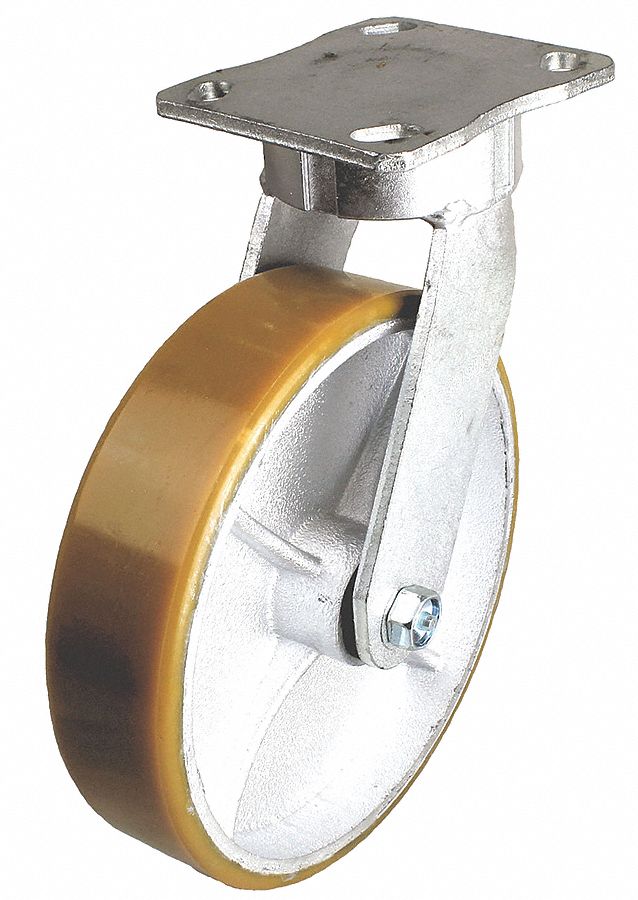 KINGPINLESS PLATE CASTER, 8 IN WHEEL DIAMETER, 1250 LB, 9½ IN MOUNTING H, FIRM