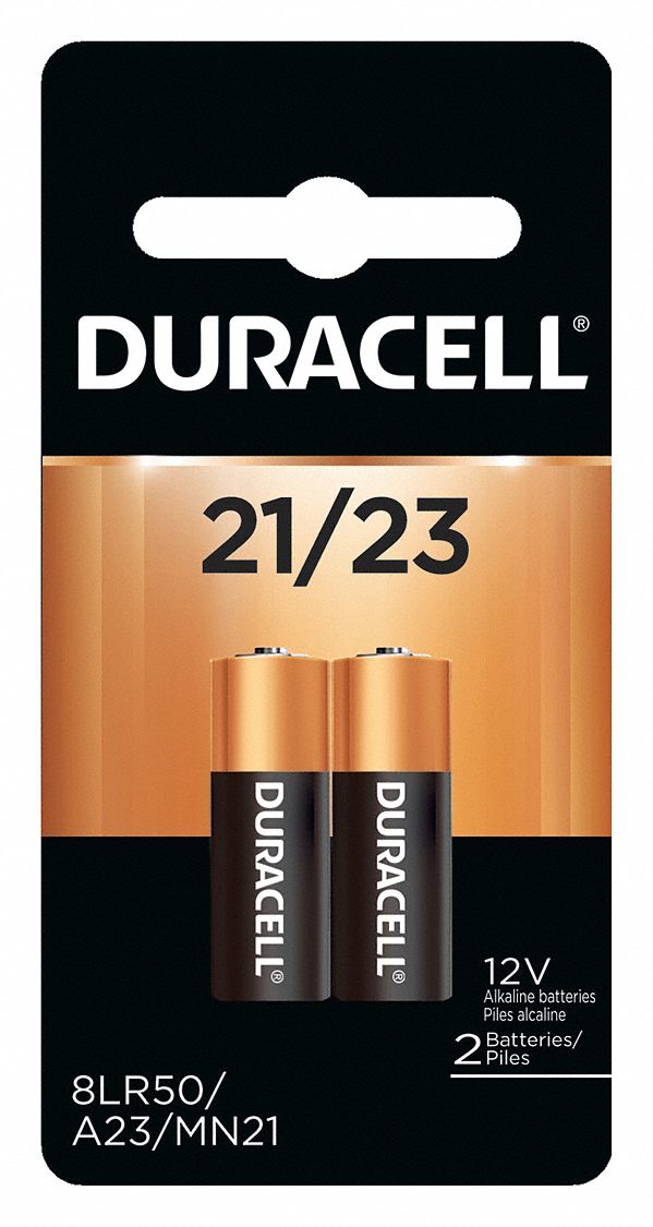 DURACELL 21/23 Battery, 12V DC, Alkaline, Button, 60 mAh, PK 2 489D85