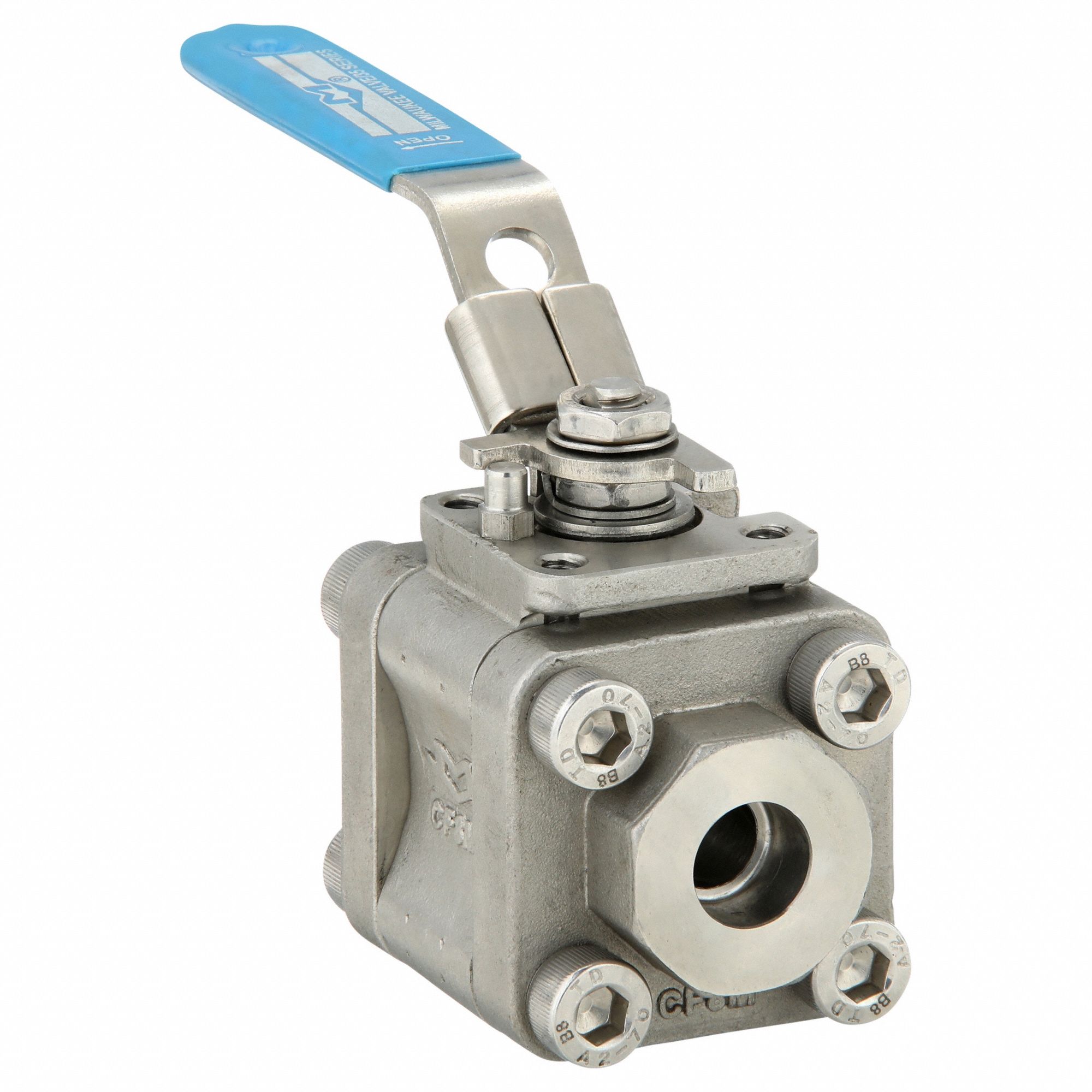Manual Two-Way Ball Valve: 1/4 in, Stainless Steel, Straight, Socket x Socket