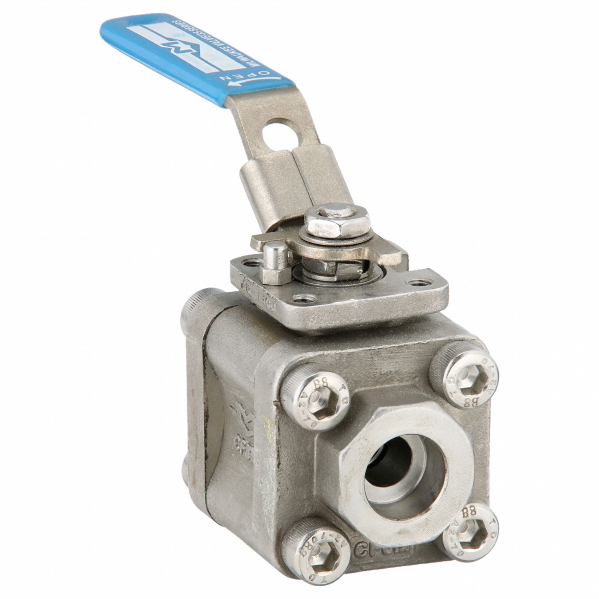 Manual Two-Way Ball Valve: 3/8 in, Stainless Steel, Straight, Socket x Socket