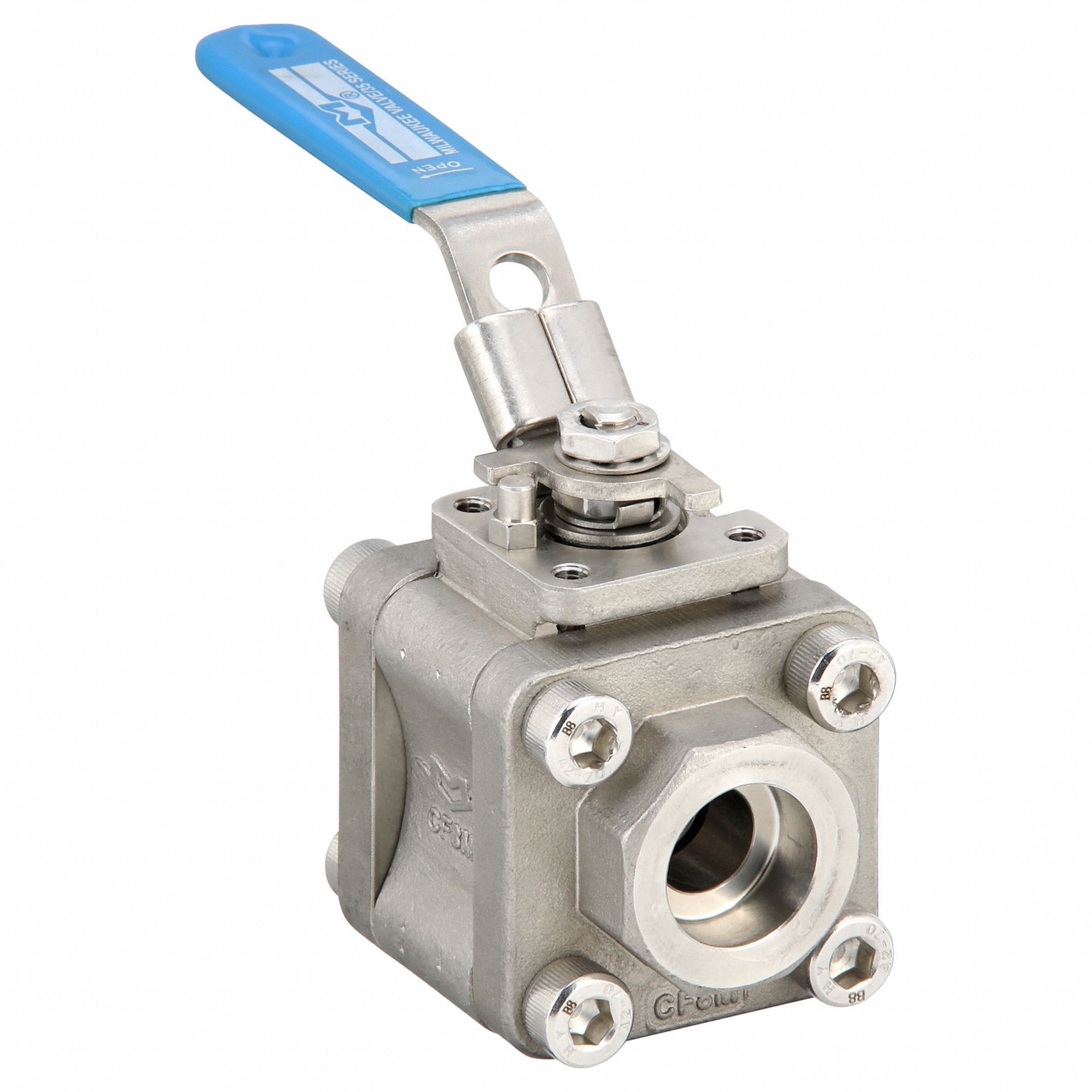Manual Two-Way Ball Valve: 1/2 in, Stainless Steel, Straight, Socket x Socket