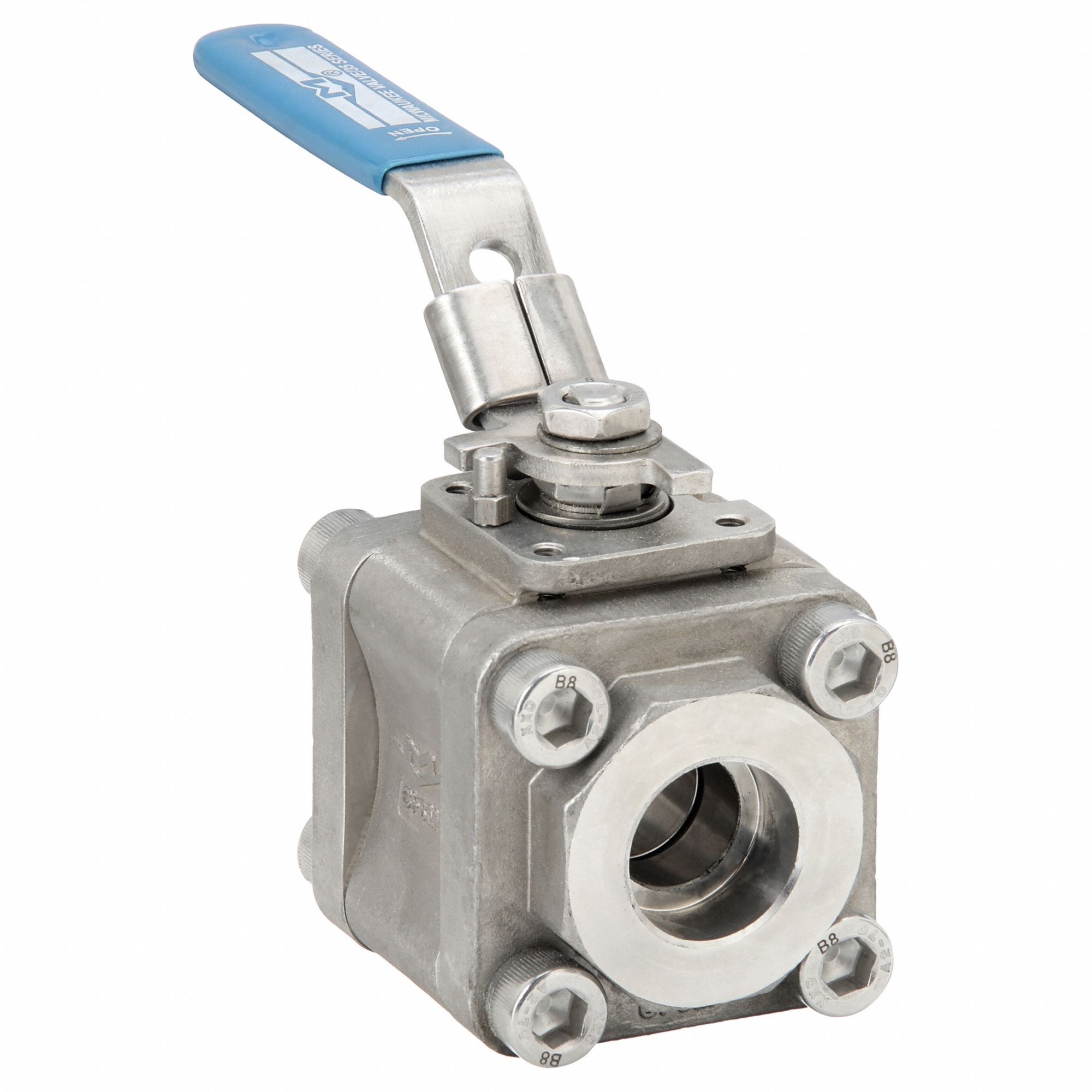 Manual Two-Way Ball Valve: 3/4 in, Stainless Steel, Straight, Socket x Socket