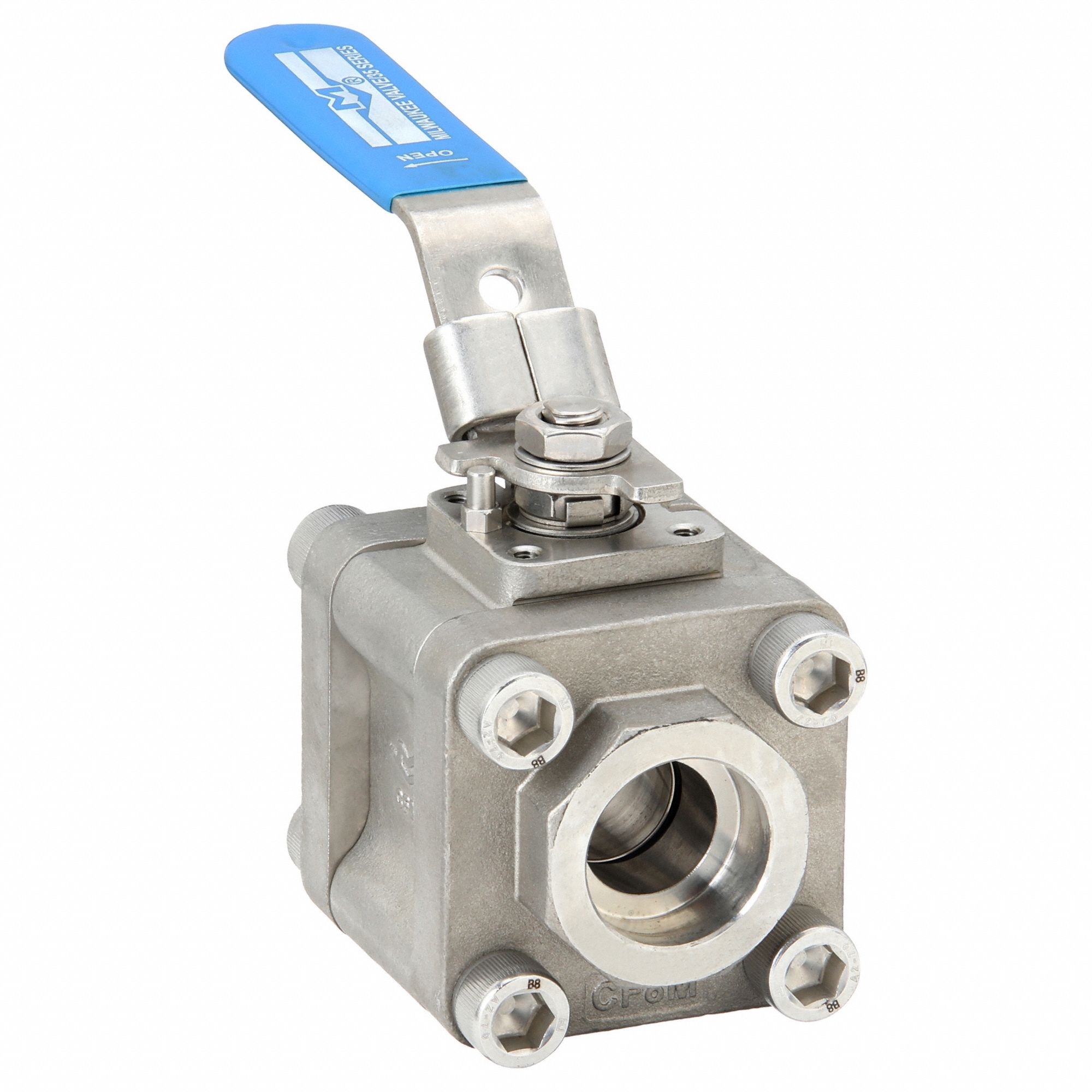 Manual Two-Way Ball Valve: 1 in, Stainless Steel, Straight, Socket x Socket