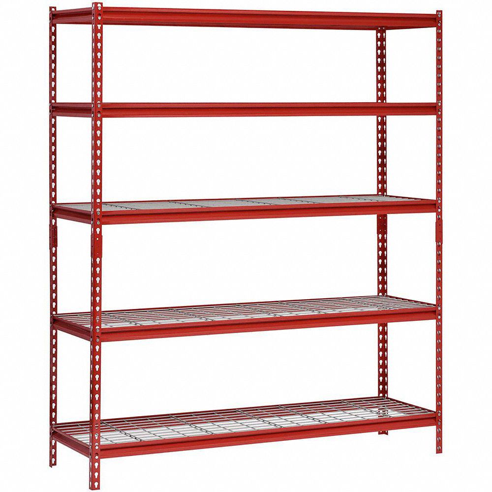 Bulk Storage Rack: Medium-Duty, 60 in x 24 in, 72 in Overall Ht, 5 Shelves, Steel
