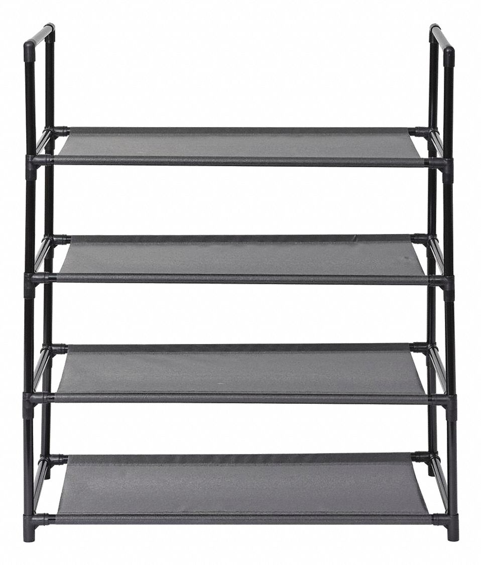 SANDUSKY, Iron, 4-Tier, Shoe Rack - 489K43|SR4L-BLK - Grainger